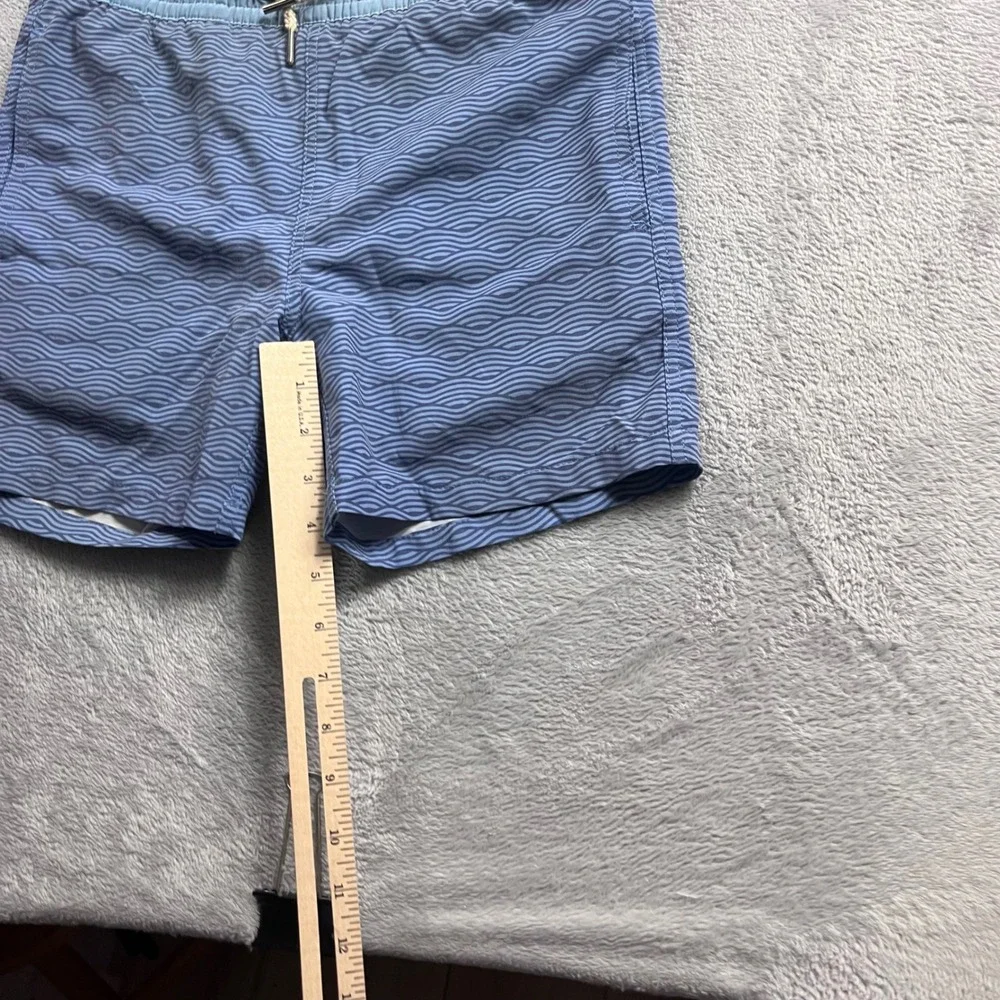 Fair Harbor Mens Blue Wave Print Swim Trunks Recycled Board Shorts Size M